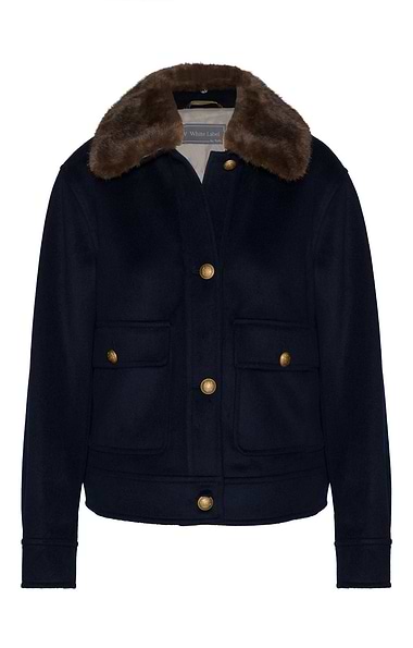 Ladies Faux Fur Collar Wool Coat