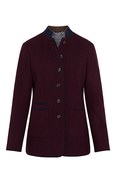 Ladies Wool Rich Knit Contrast Trim Jacket