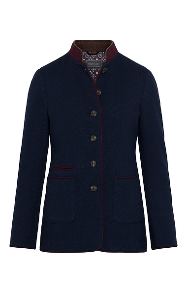 Ladies Wool Rich Knit Contrast Trim Jacket