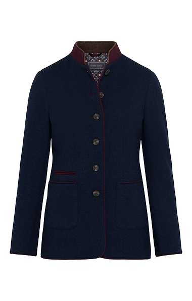 Ladies Wool Rich Knit Contrast Trim Jacket