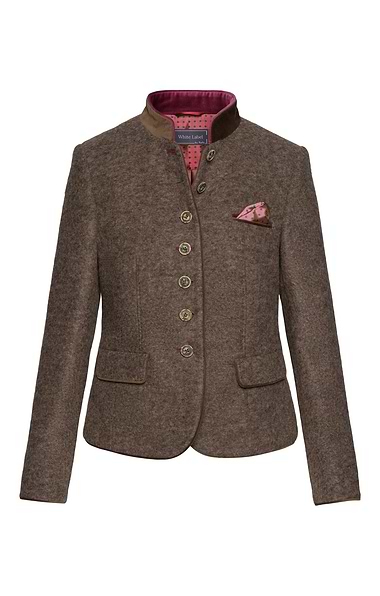Ladies Boiled Wool Short Velvet Trim Jacket