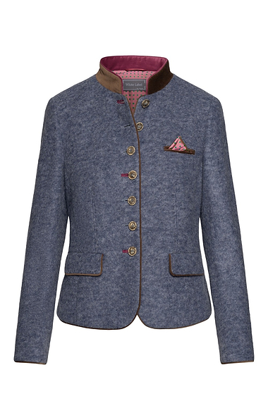 Ladies Boiled Wool Short Velvet Trim Jacket