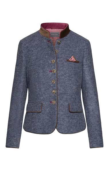 Ladies Boiled Wool Short Velvet Trim Jacket