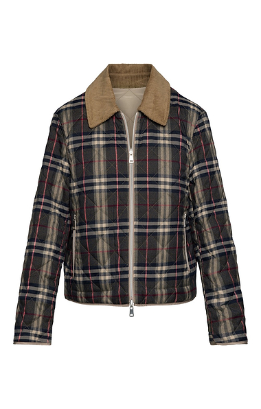 Ladies Tartan Cord Trim Quilted Barn Jacket