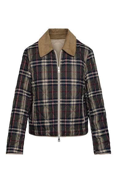 Ladies Tartan Cord Trim Quilted Barn Jacket