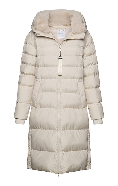 Ladies Rino & Pelle Long Quilt Coat with Faux Fur Collar