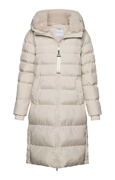 Ladies Rino & Pelle Long Quilt Coat with Faux Fur Collar