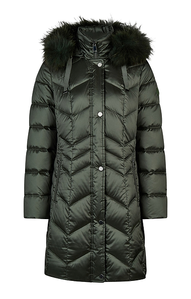 Ladies Barbara Lebek Faux Fur Hood Quilted Coat