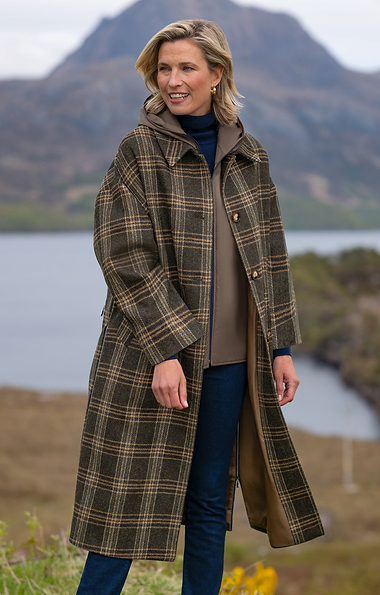 Ladies Tweed Detachable Quilt Longline Coat