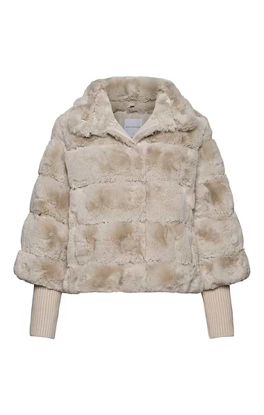 Ladies Rino & Pelle Feline Ribbed Faux Fur Knit Trim Jacket