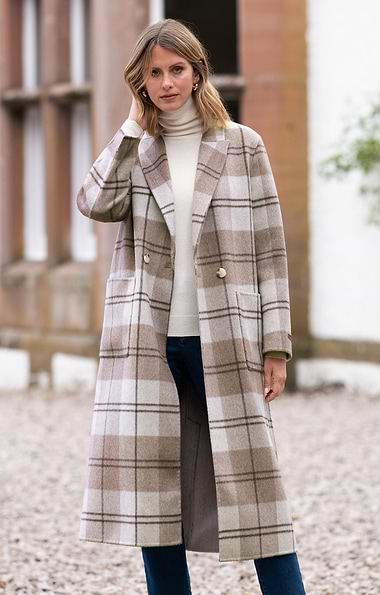 Ladies Rino & Pelle Reversible Wool Rich Longline Coat