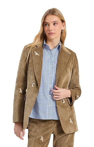 Ladies Vilagallo Corduroy Duck Embroidered Blazer