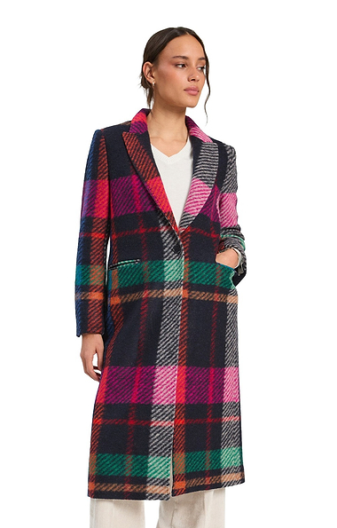 Ladies Vilagallo Wool Rich Long Check Coat