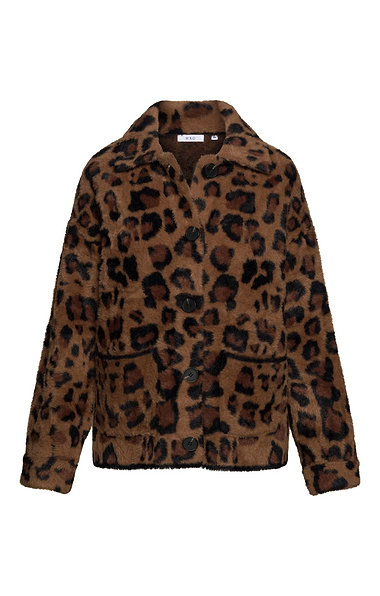 Ladies Leopord Faux Fur Jacket