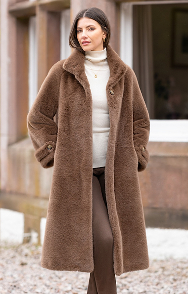 Ladies Faux Fur Longline Coat