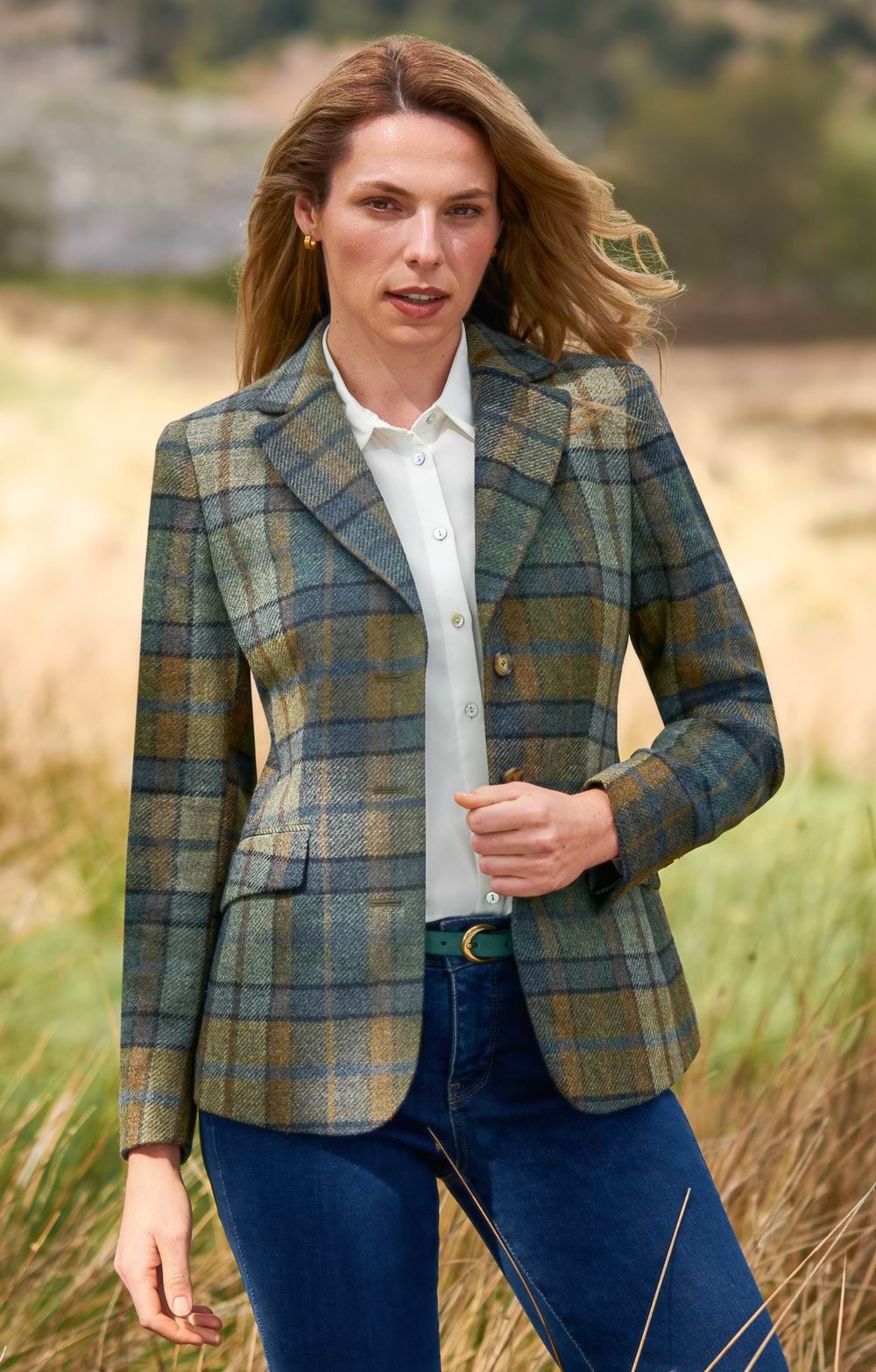 Ladies British Tweed Hacking Jacket, Green House of Bruar
