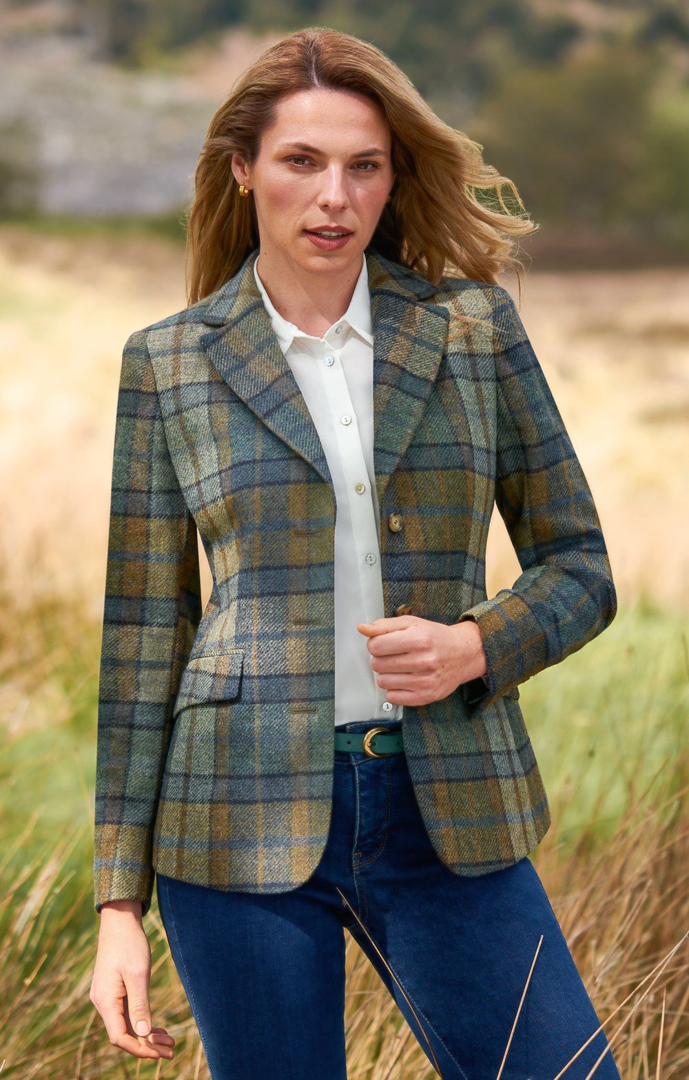 Ladies British Tweed Hacking Jacket, Green House of Bruar