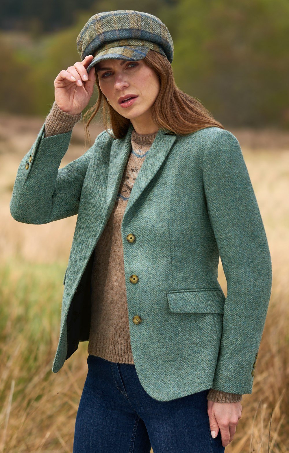 Ladies British Tweed Hacking Jacket, Green House of Bruar