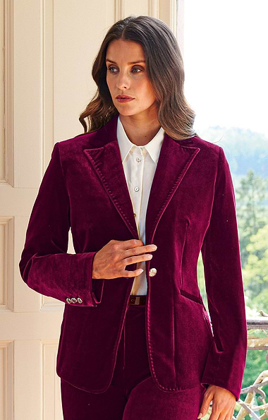 Ladies Velvet Single Breasted Blazer