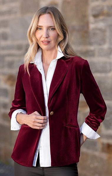 Ladies Velvet Single Breasted Blazer