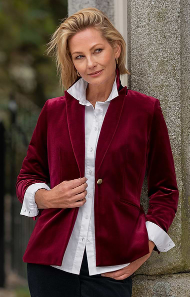 Ladies Velvet Single Breasted Blazer
