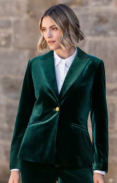Ladies Velvet Single Breasted Blazer