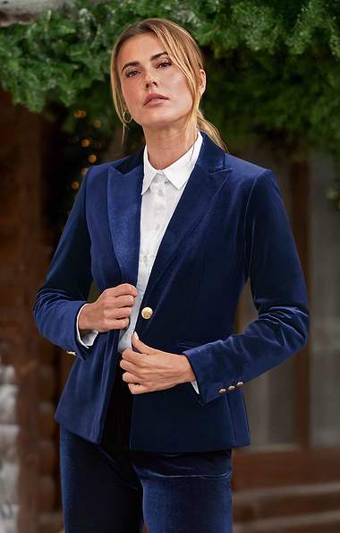 Ladies Velvet Single Breasted Blazer