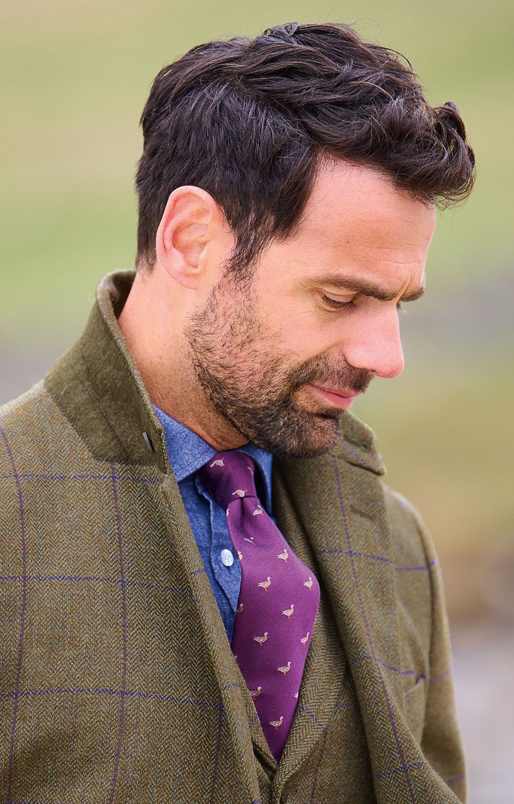 Men's Saxony Tweed Hacking Jacket, Green - House of Bruar