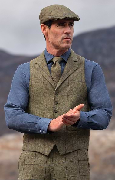 Men's Saxony Tweed Single Breasted Waistcoat