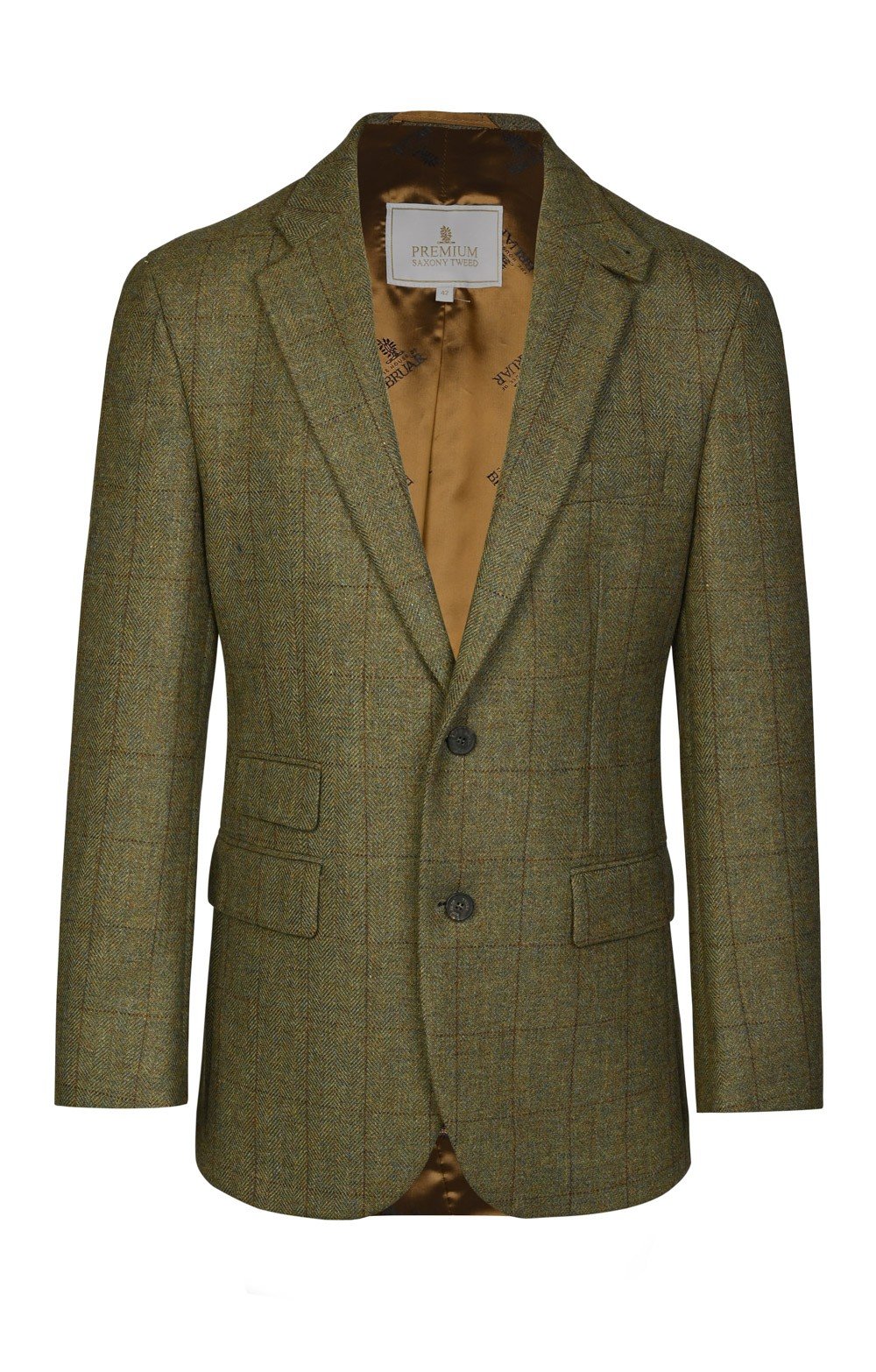 Men's Saxony Tweed Jacket, Brown, Green - House of Bruar
