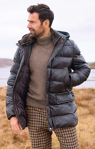 Men's Lamb Leather and Sheepskin Quilted Parka