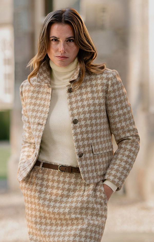 Ladies Pure Wool Houndstooth Dunkeld Jacket