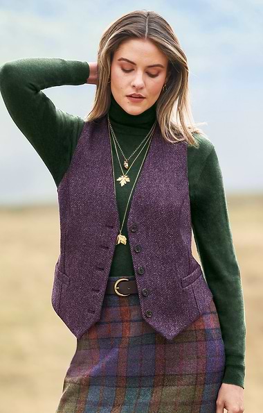 Ladies Tweed Dress Waistcoat