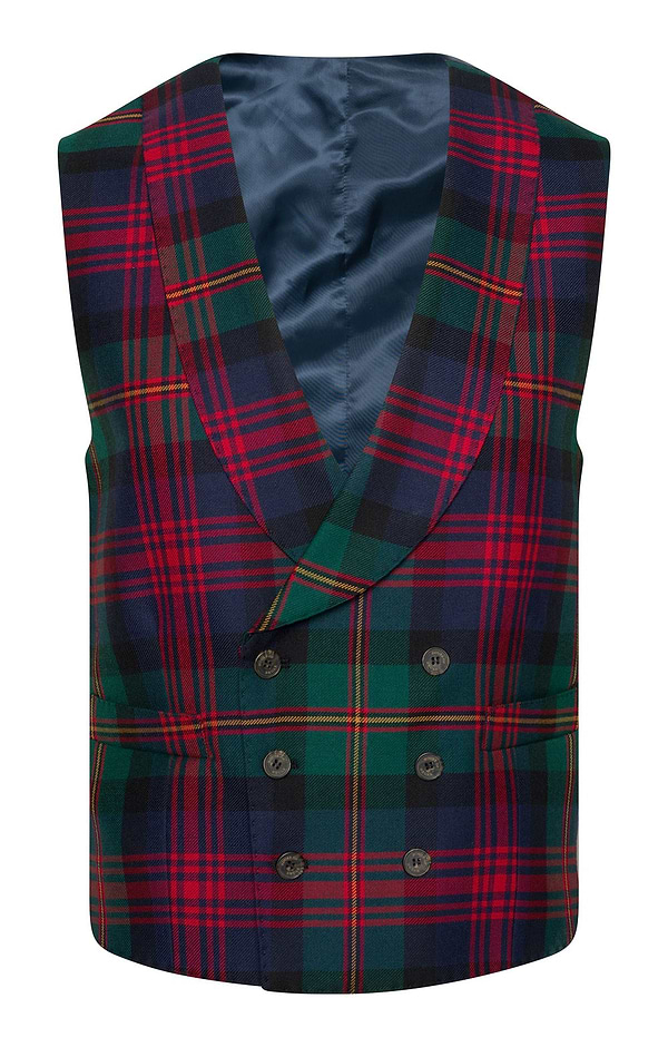 Men's Double Breasted Tartan Waistcoat