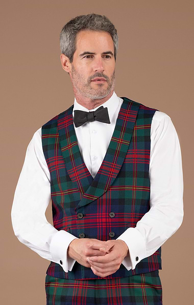 Men's Double Breasted Tartan Waistcoat