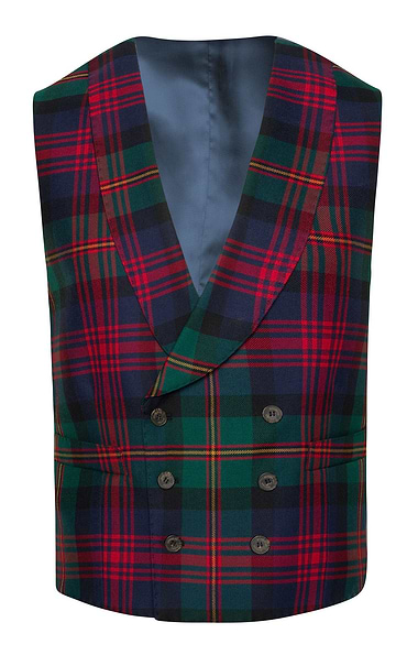 Men's Double Breasted Tartan Waistcoat