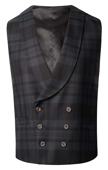 Men's Double Breasted Tartan Waistcoat