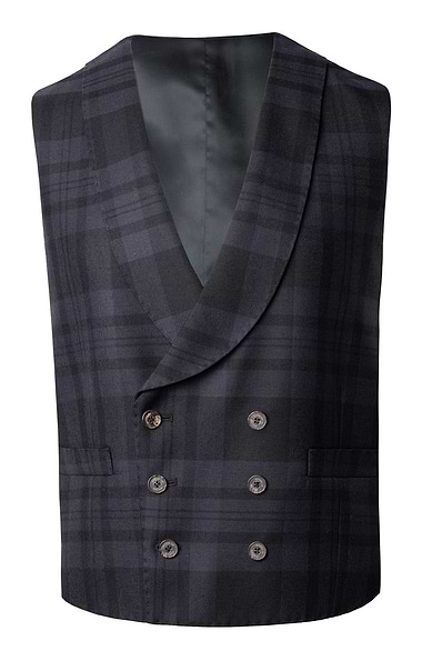 Men's Double Breasted Tartan Waistcoat