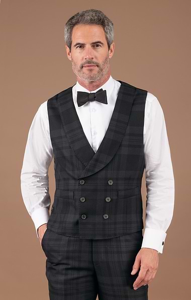 Men's Double Breasted Tartan Waistcoat