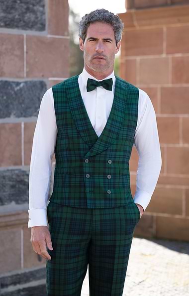 Men's Double Breasted Tartan Waistcoat