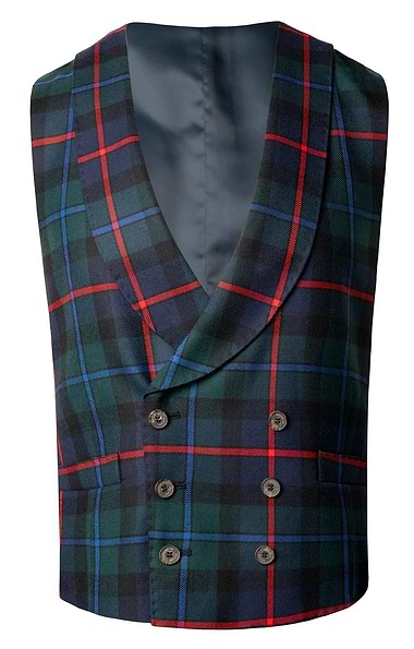 Men's Double Breasted Tartan Waistcoat