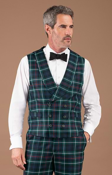 Men's Double Breasted Tartan Waistcoat