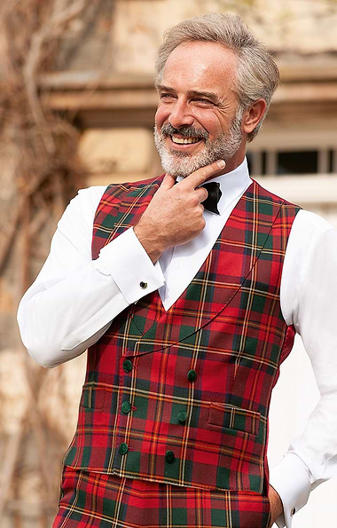 Men's Double Breasted Tartan Waistcoat