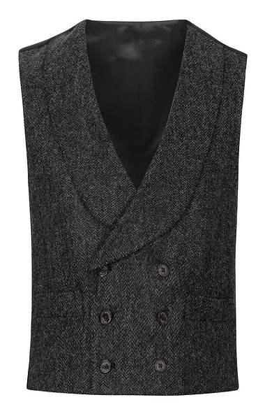 Men's Double Breasted Shetland Tweed Waistcoat