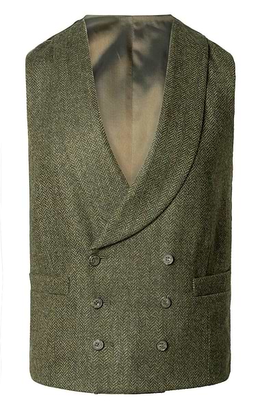 Men's Double Breasted Shetland Tweed Waistcoat