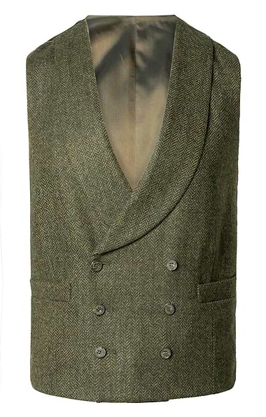 Men's Double Breasted Shetland Tweed Waistcoat