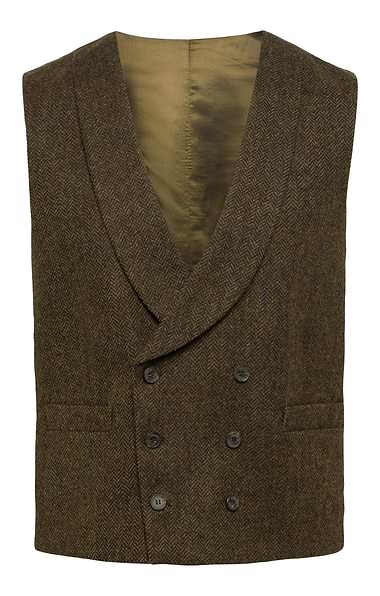 Men's Double Breasted Shetland Tweed Waistcoat