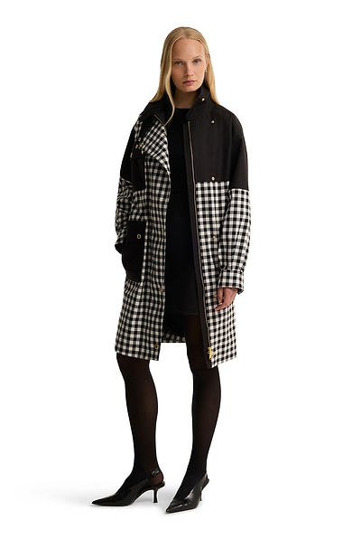 Ladies Barbour International Gea Check Showerproof Coat