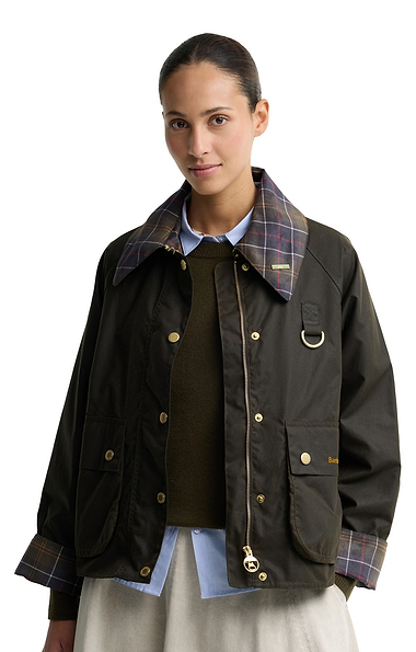 Ladies Barbour Icons Tartan Collar Spey Wax Coat