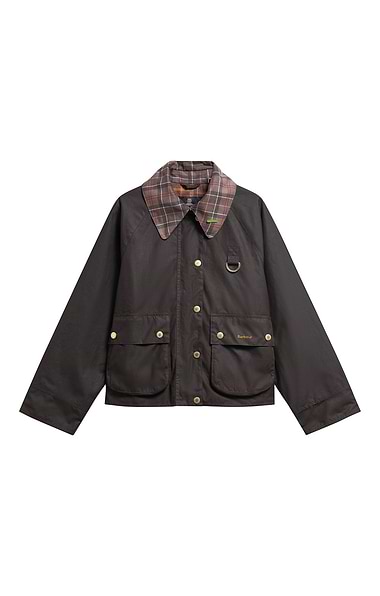 Ladies Barbour Icons Tartan Collar Spey Wax Coat